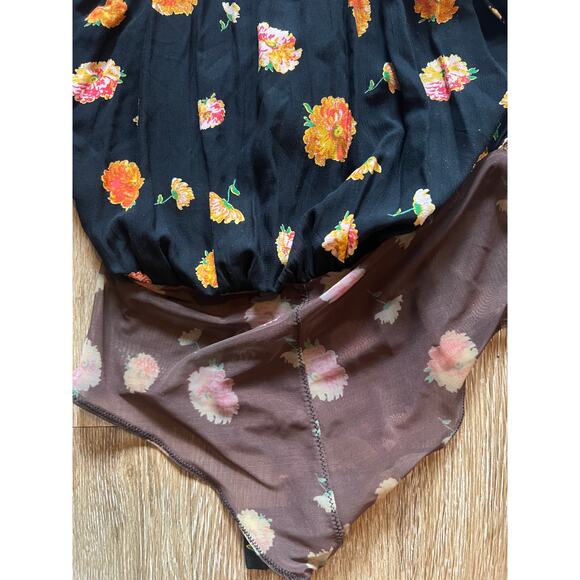 Free People Poppy Printed Bodysuit Black Combo - Picture 8 of 12